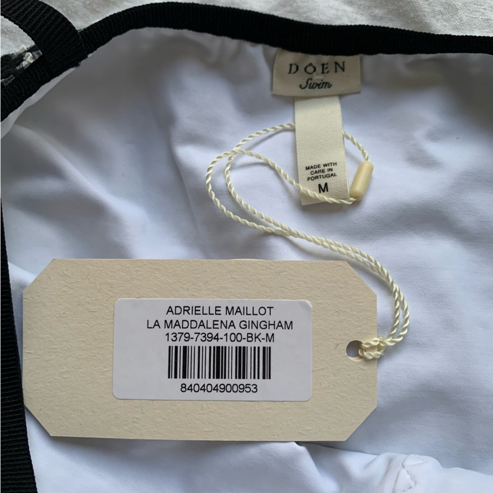 NWT Doen Adrielle Maillot Bow One Piece Swim Suit La Maddalena Gingham Black - Picture 12 of 15